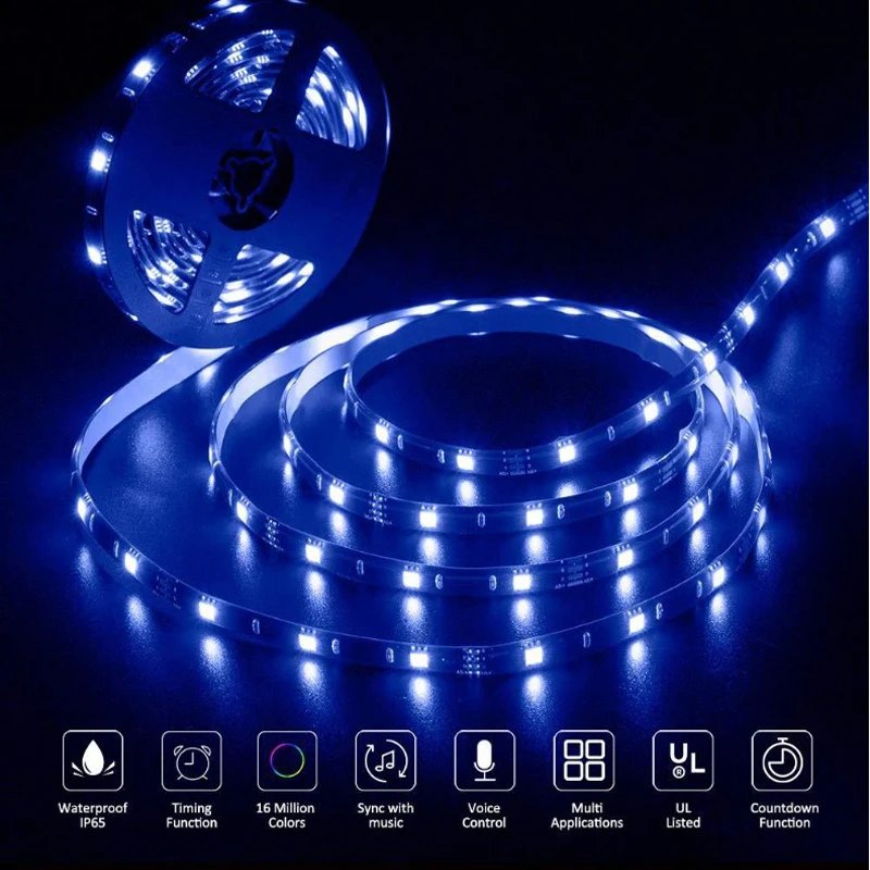 5m 16.4ft wifi smart phone app wireless controlled led strip light SMD5050 150 leds RGB  rope light for adornos fiesta luces