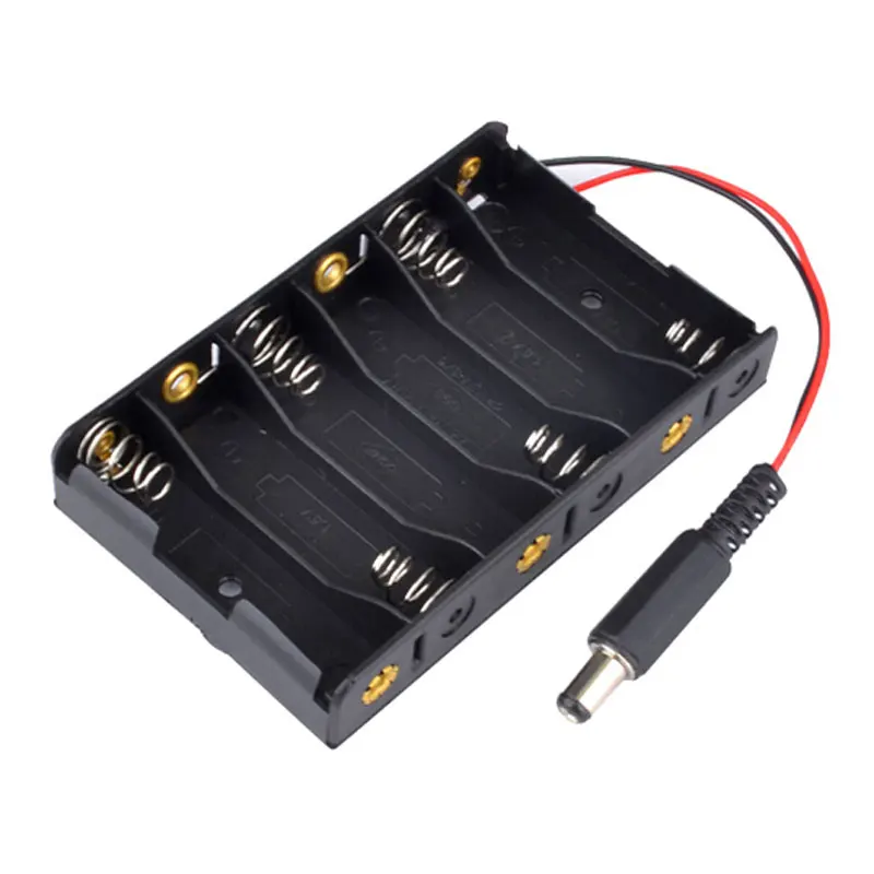 Battery Case Holder 6 x 1.5V AA batteries DIY Storage Box With DC2.1 Power Jack 6*AA 9V Battery Case