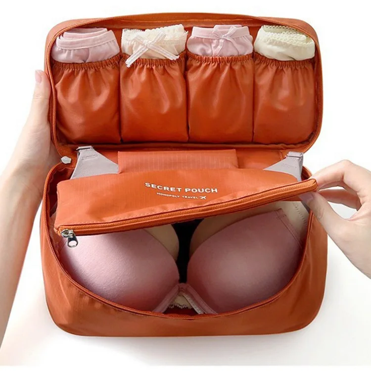 Promotional women portable large capacity lingerie bag travel underwear organizer bra storage bag