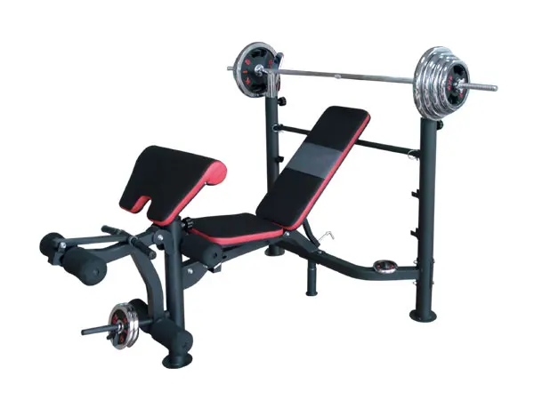 HJ-B061 Foldable Abdominal exercise bench standard Weight lifting Bench with 100kg chrome plated barbell