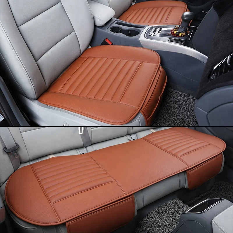 universal car leather anti-skidding seat cushion with pockets 3pcs car seat cushion set