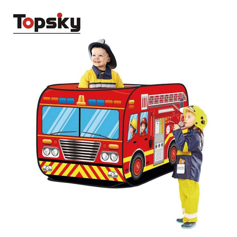 New style red fire engine children pop up tent for kids house tents with 50 ocean ball