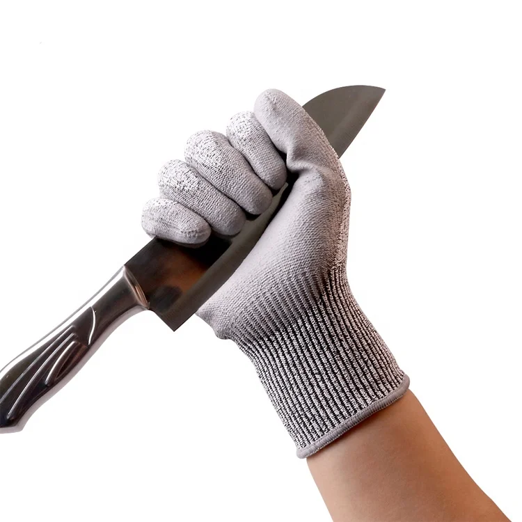 Safety  Gloves HPPE PU Coated cut resistant gloves Rubber Grip Gloves