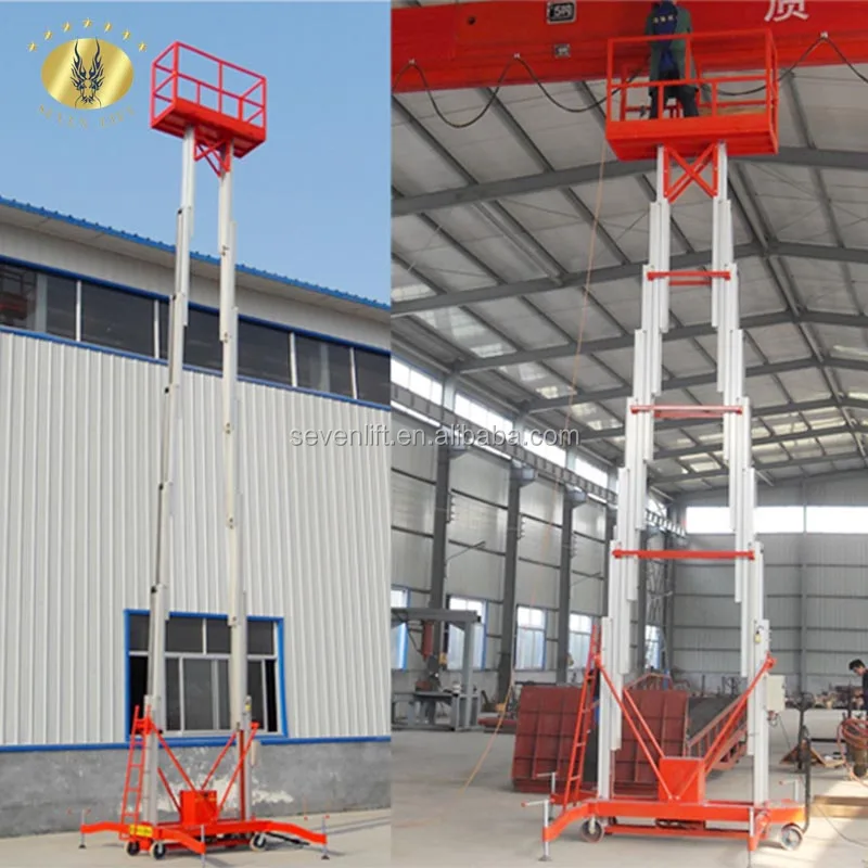 8m Hydraulic Lift Rental Aluminum Two 2 Mast Adjustable Electric Battery Power Manual Man Aerial Work