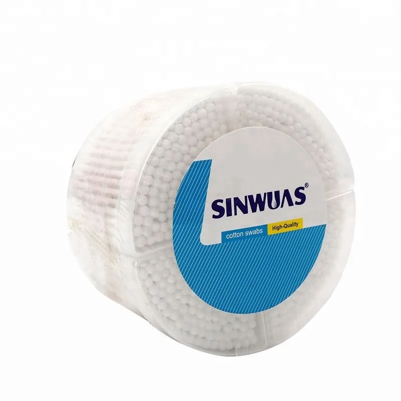 Round box OEM quality hygeian innoxious wood handle cotton swab