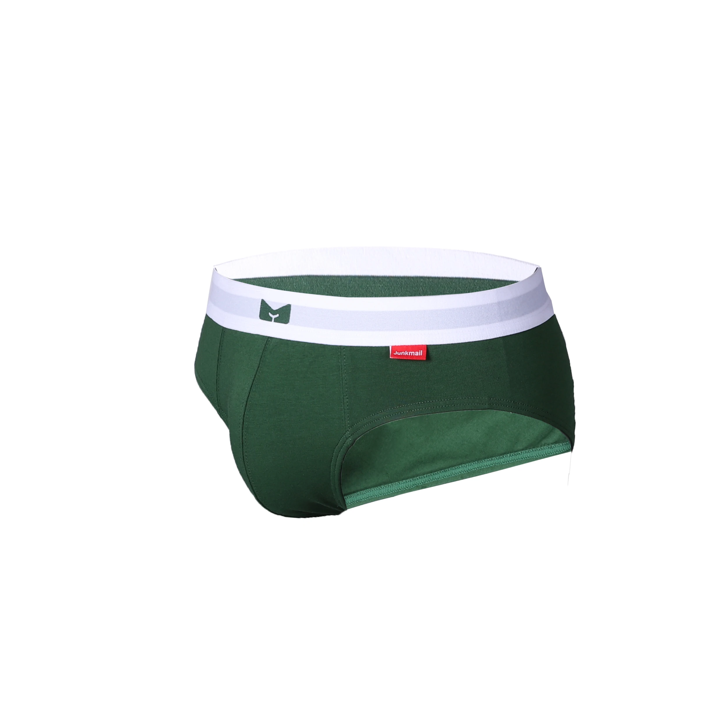 Custom white elastic waistband mens briefs best underwear with green