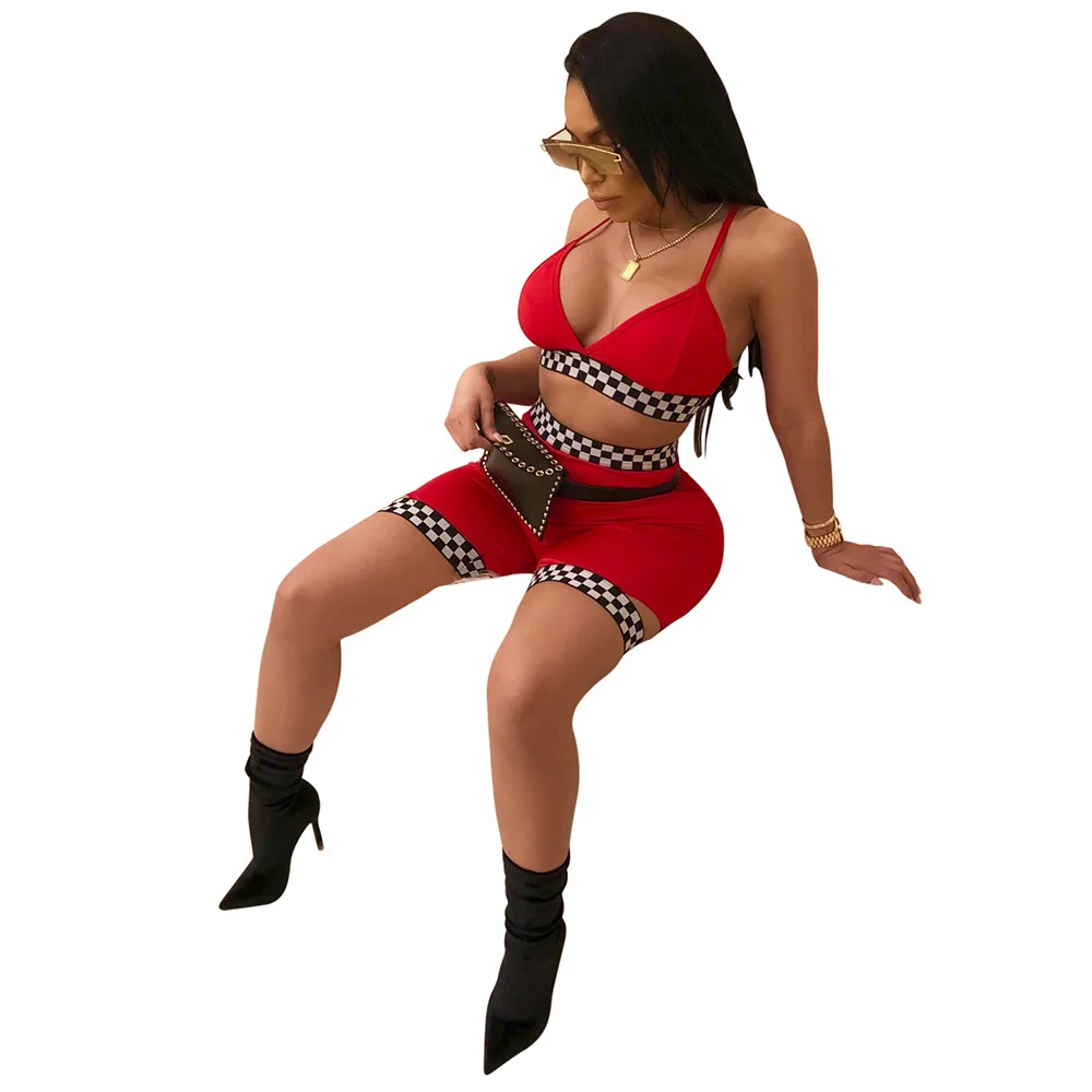 Оптовая продажа, WA8558 женский сексуальный укороченный топ на бретелях-спагетти и мини-шорты, комплект клубной одежды из двух предметов