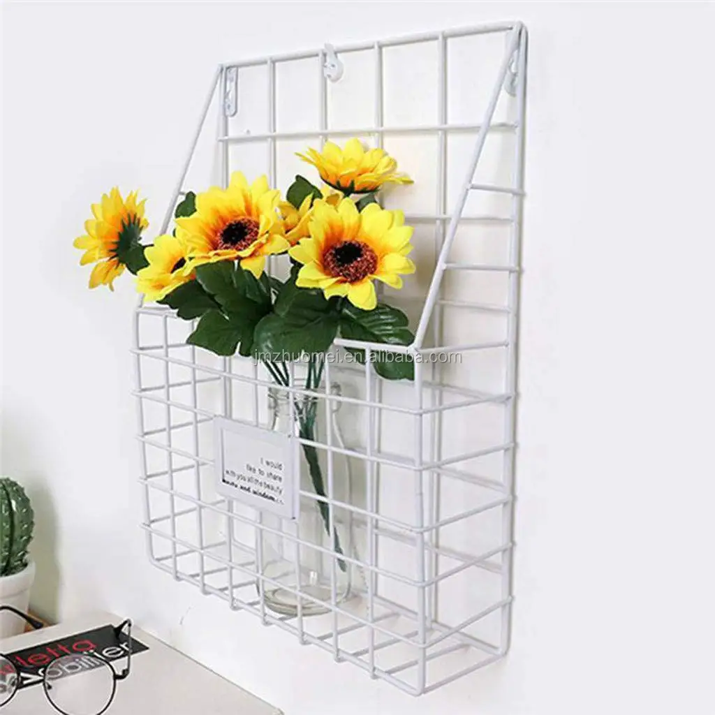 
Magazine Storage Rack Wall Mounted Mesh Metal Newspaper Organizer Display Rack 