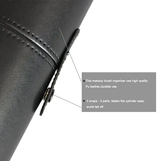 Custom Make Up Cosmetic Bag Travel Acrylic Lid Cylinder Leather Sets Organizer Makeup Brush Holder