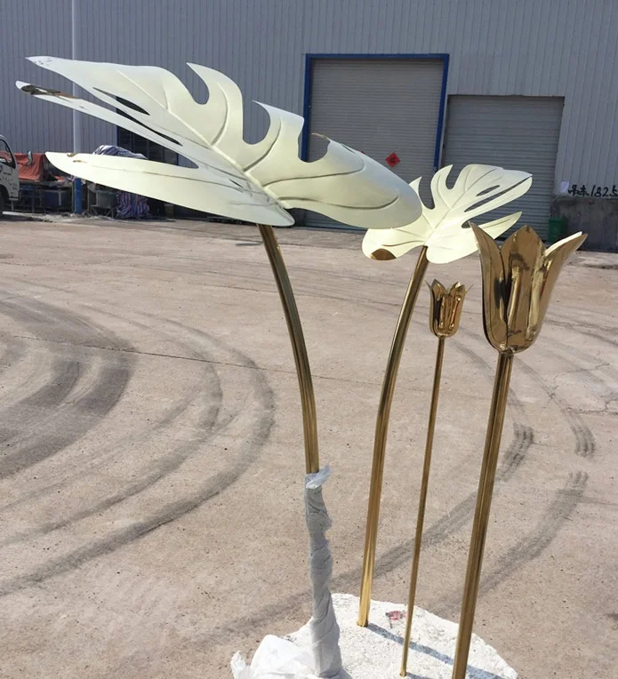 Public Metal Tree Leaf Sculpture for Garden Display