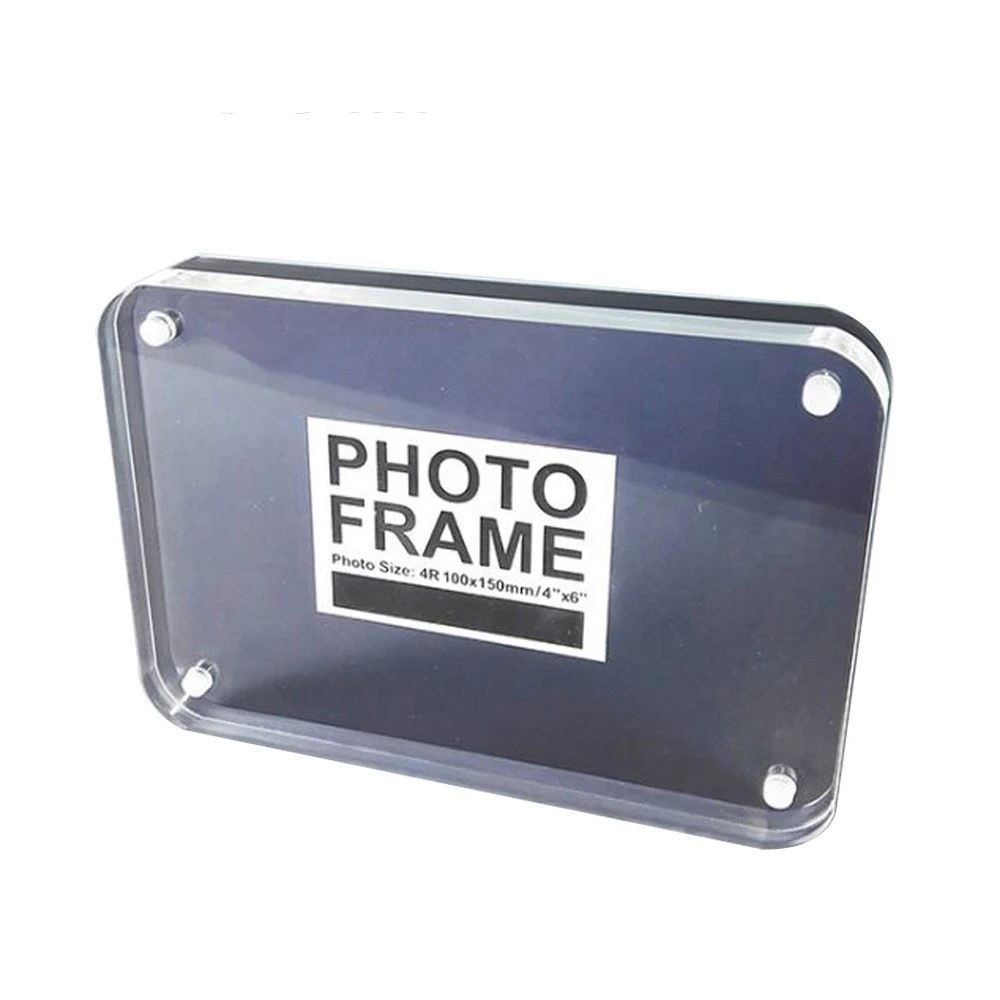 Tabletop Revolving Acrylic Wedding Photo Frame with 2 Shapes on One Holder