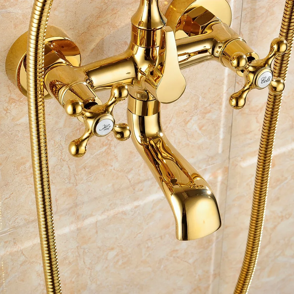 Fapully Wall Mount Diverter gold bath phone holder Tub Shower Faucet for the bathroom