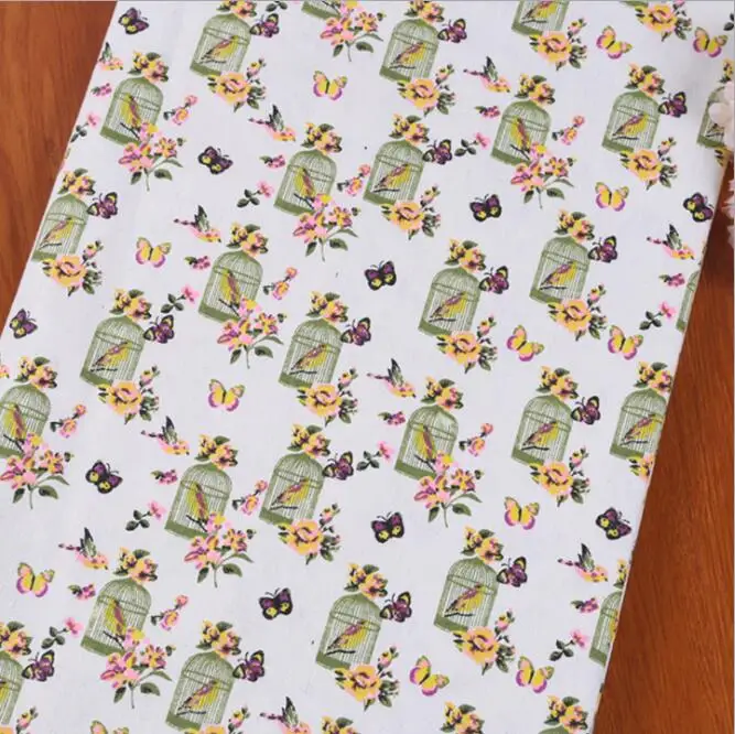 five types Butterfly printed cotton and linen upholstery blended fabric