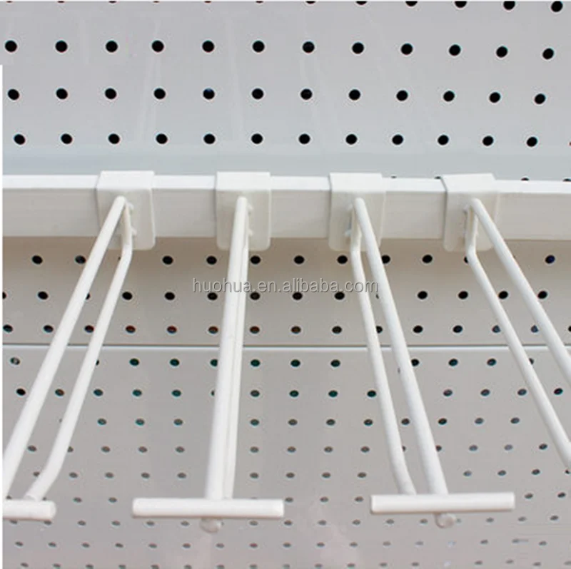 Huohua top quality double prong white metal supermarket shelf hooks