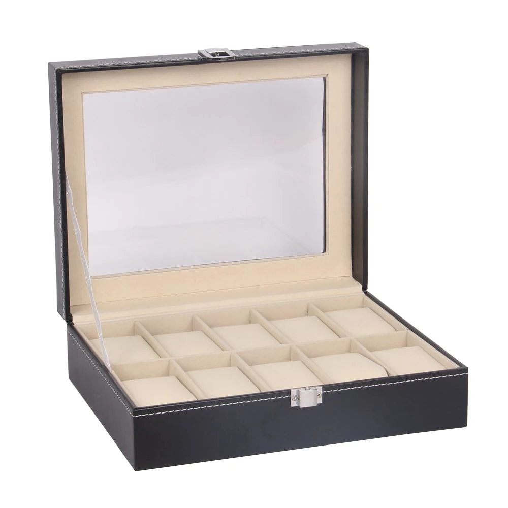 
10 slots pu leather watch packaging box wholesale watch boxes cases 