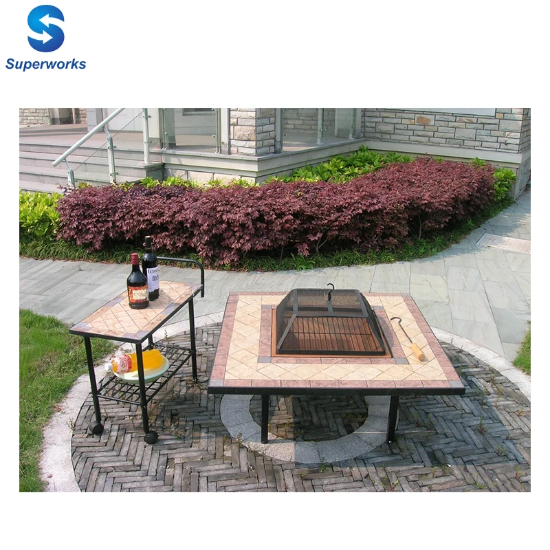 Big mosaic table leisure table bbq table fire pit