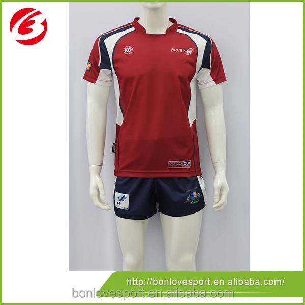 High quality whole polyester sublimation custom free design competition rugby shirt.