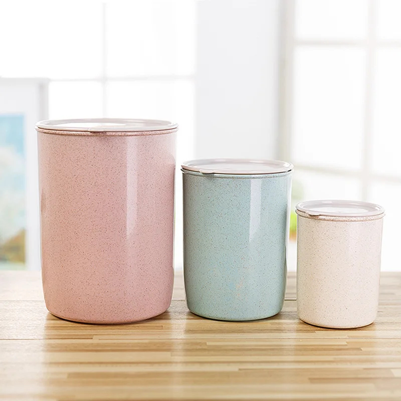 M round shape food canister storage container with lid