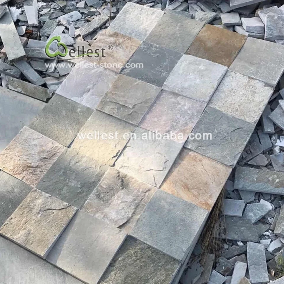 Outdoor paving stone oyster quartzite slate floor tile for swimming pool and driveway