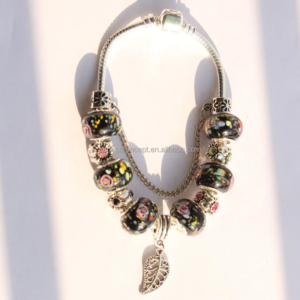 Fashion Bracelet European Charm Women With High Quality Murano Glass Beads Pink Glass Beads Bracelet BR-151118-35