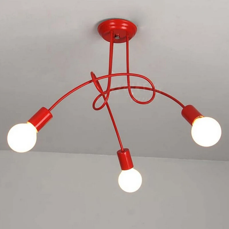 multi color Irregular bend pipe iron surface mounted ceiling light fixture for kids room,corridor,restaurant