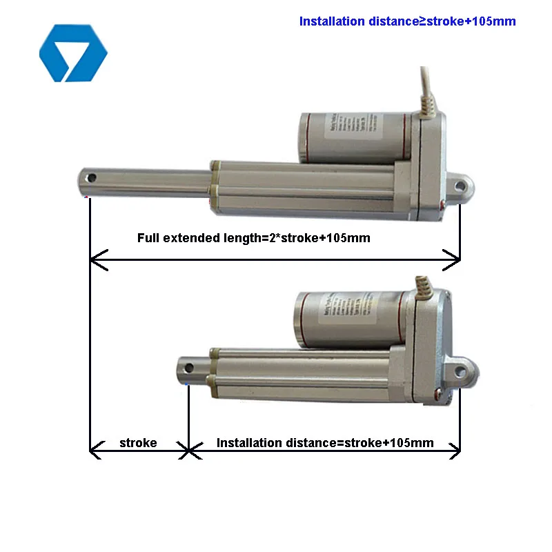 50mm stroke flat base linear actuator with Mounting brackets
