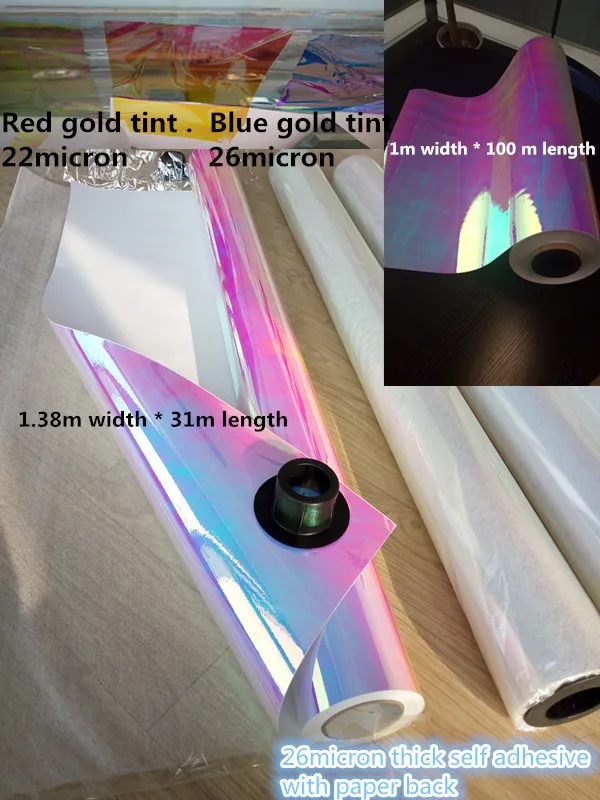 
26micron Blue Self Adhesive Dichroic Iridescent Film with Paper Back 