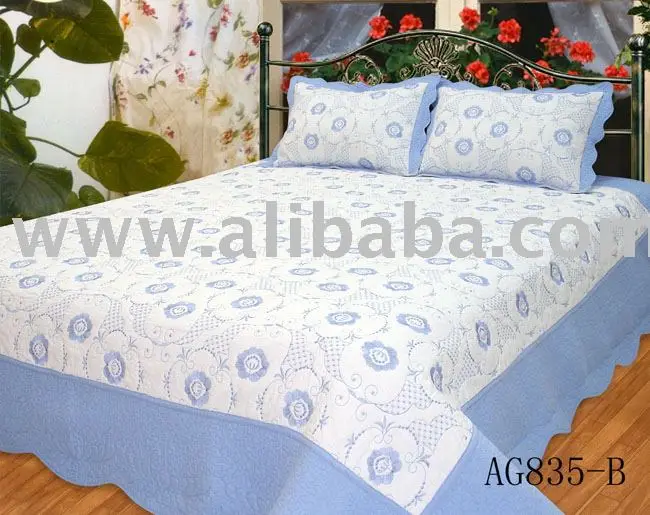 white and blue embroidery bedding sets