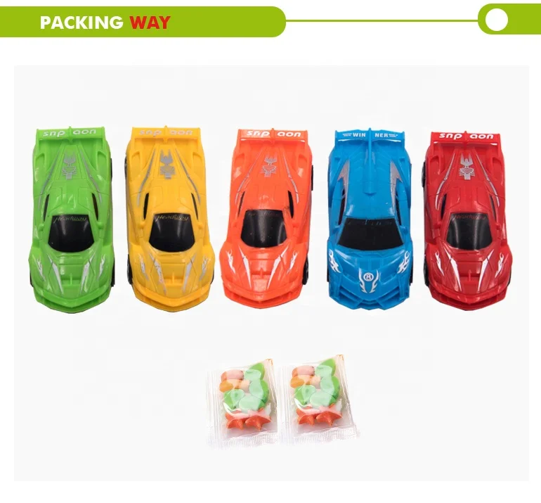 
opp bag packing P/L sports plastic pull back car toy with candy 