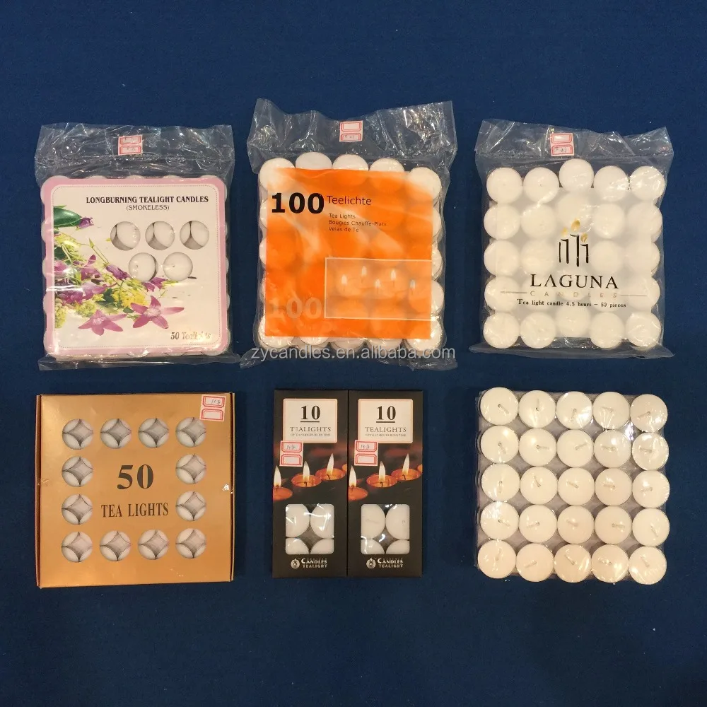 Mini round ivory white tealight candles aluminum cups tealight candle
