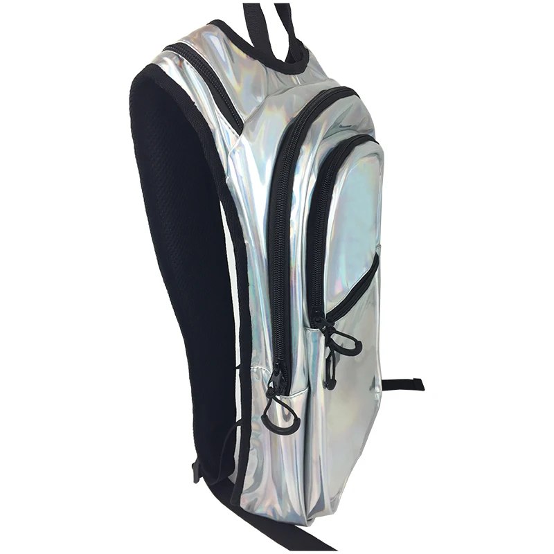 Holographic Leather Hydration Backpack Rave Cycling Bag Laser Water Backpack with 2L Water Bladder
