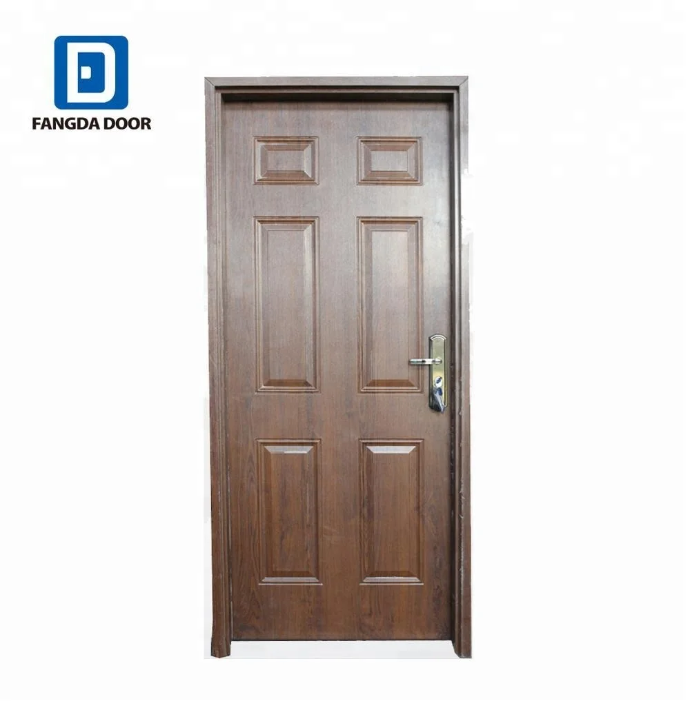 Fangda top quality steel wood door set with solid wood jamb