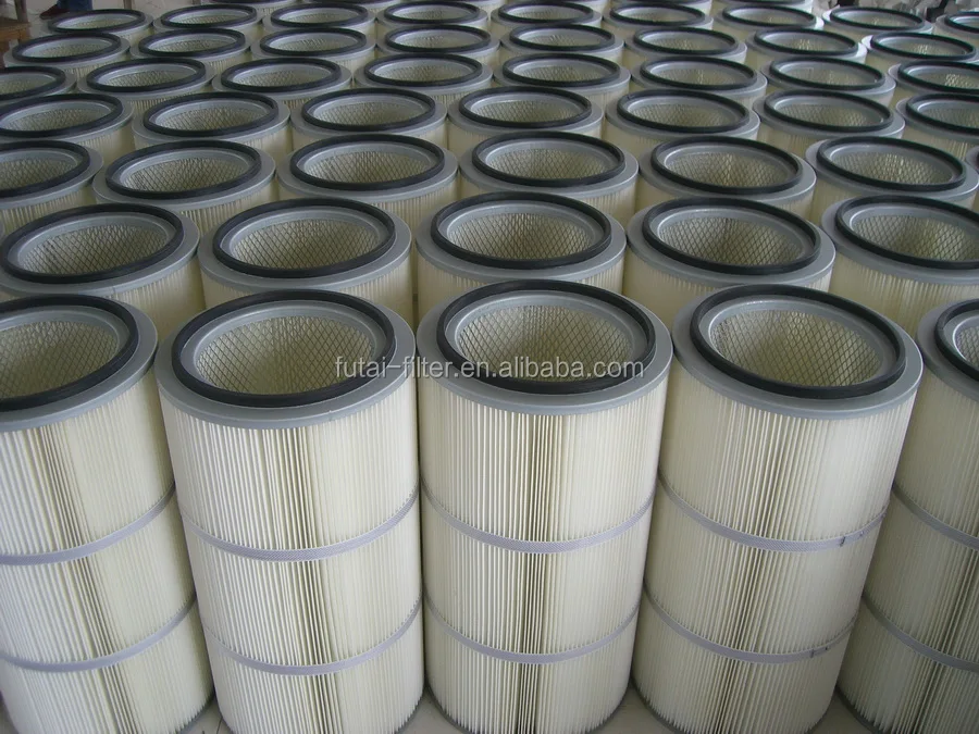 Futai 0.3um spunbonded polyester cylinder pleated self cleaning air filter cartridge