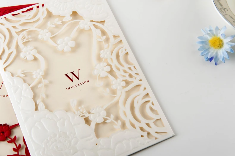 beautiful flower design china custom wedding invitation card