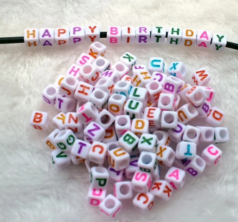 DIY Acrylic Alphabet Letter Cube Beads for Jewelry Making, Bracelets, Necklaces, Key Chains and Kids Jewelry (6mm)