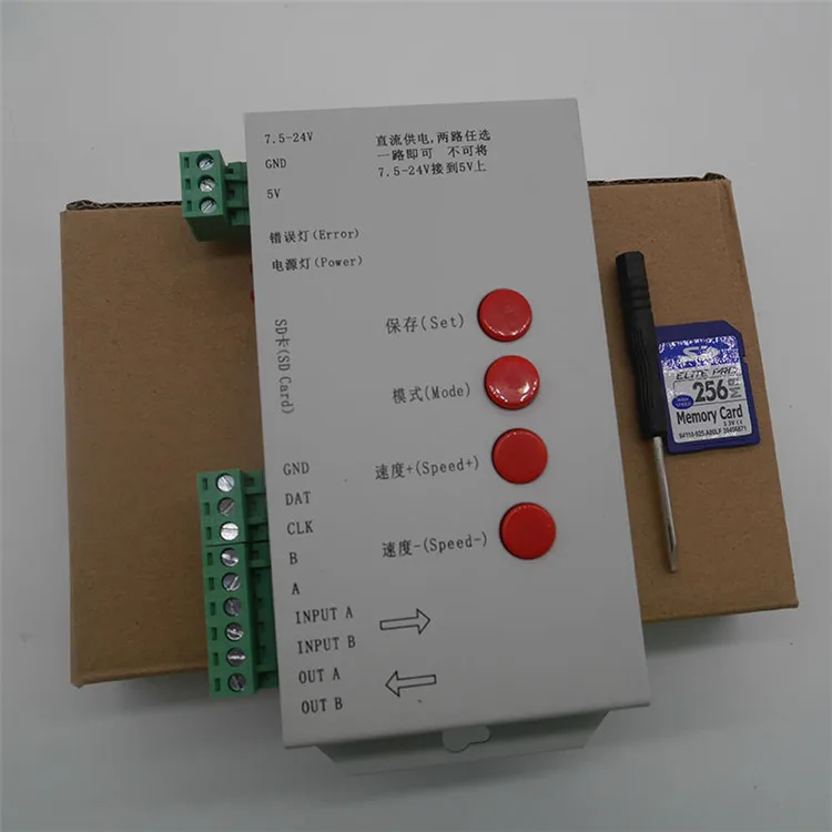 Addressable LED T1000S 128 SD Card Pixels Controller,DC5~24V,for WS2801 WS2811 WS2812B LPD6803 LED 2048 strip light lamp