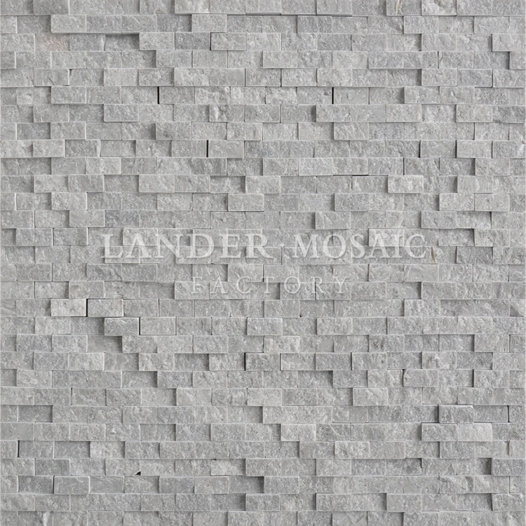 3D rock finish grey marble mosaic stone for fireplace
