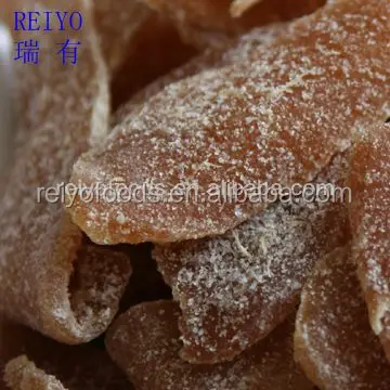 
dried crystallized red black ginger in small packs 