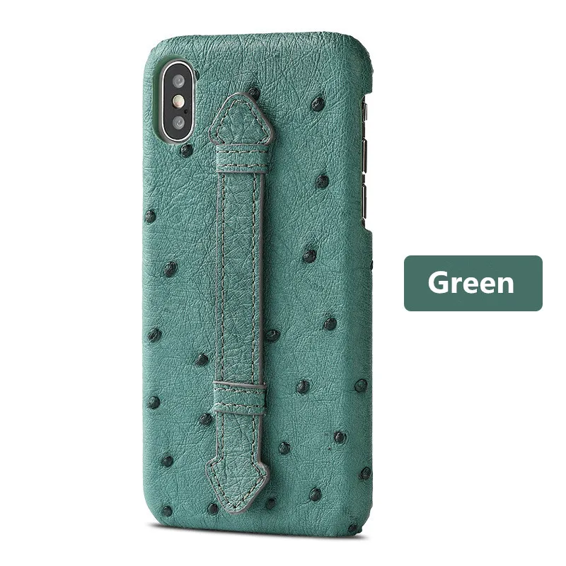 100% handmade Luxury & classic Genuine Ostrich skin leather phone back case cover with stand for iphone x xs