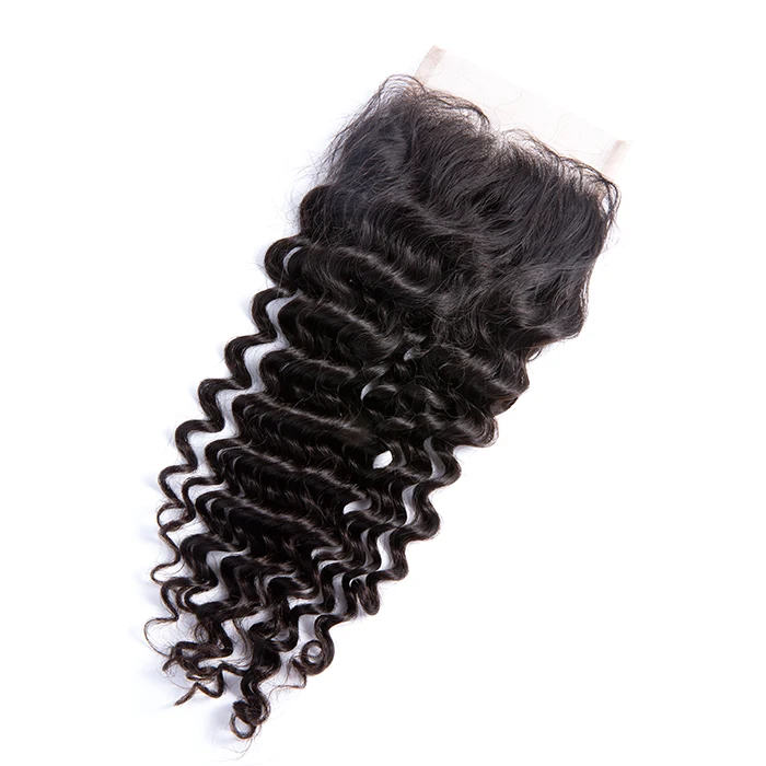 
GS hair deep curly human hair deep curly silk base closure with baby hair 