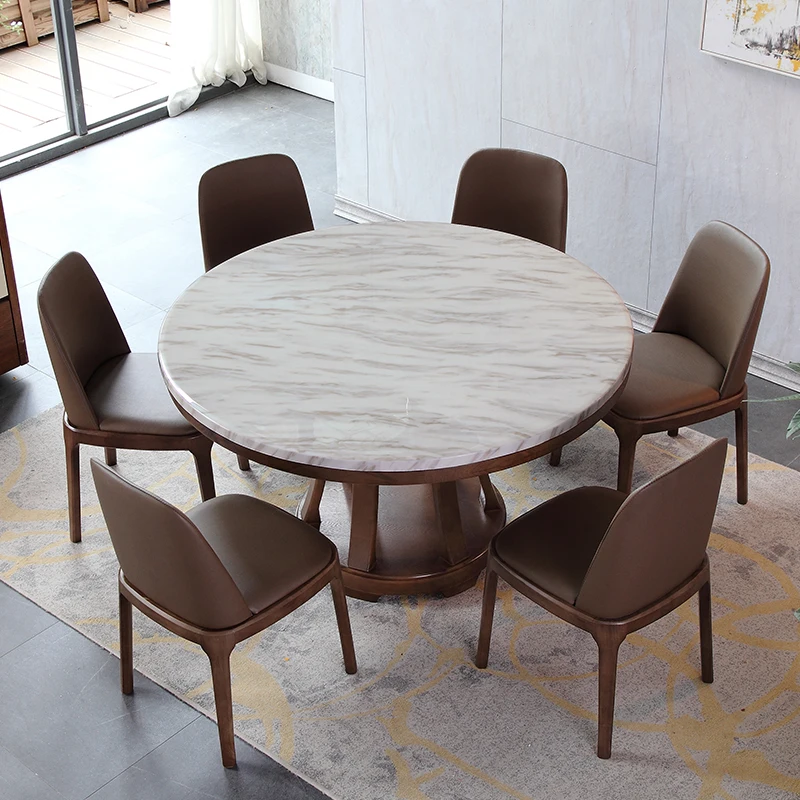 
Nature Marble Round Table with Turntable 