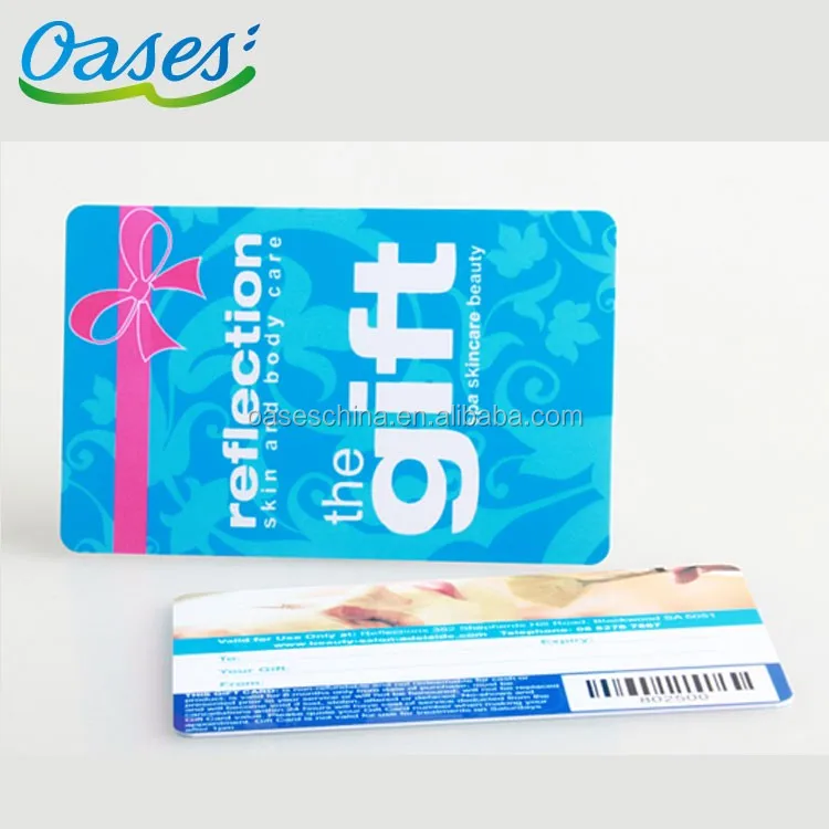 Credit card size plastic gift card with serial number