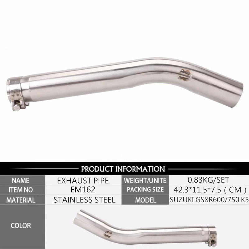 
Motorcycle exhaust header middle link contact pipe For SUZUKI GSXR600/750 K5 