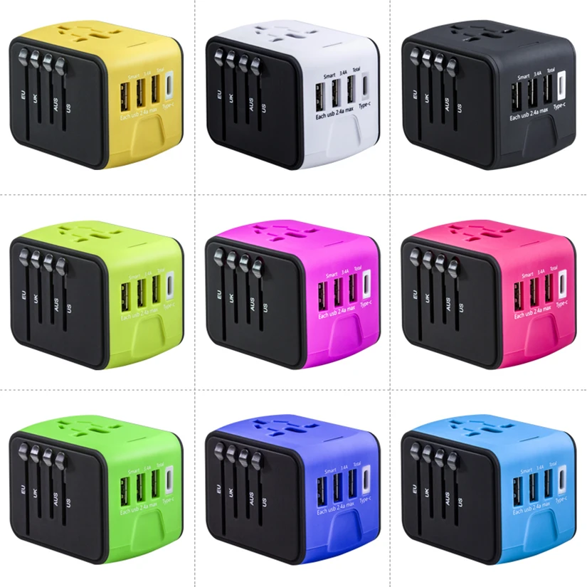 wholesale electronics travel accessories adapter with EU AUS US UK plugs C type charger adapter for airlines