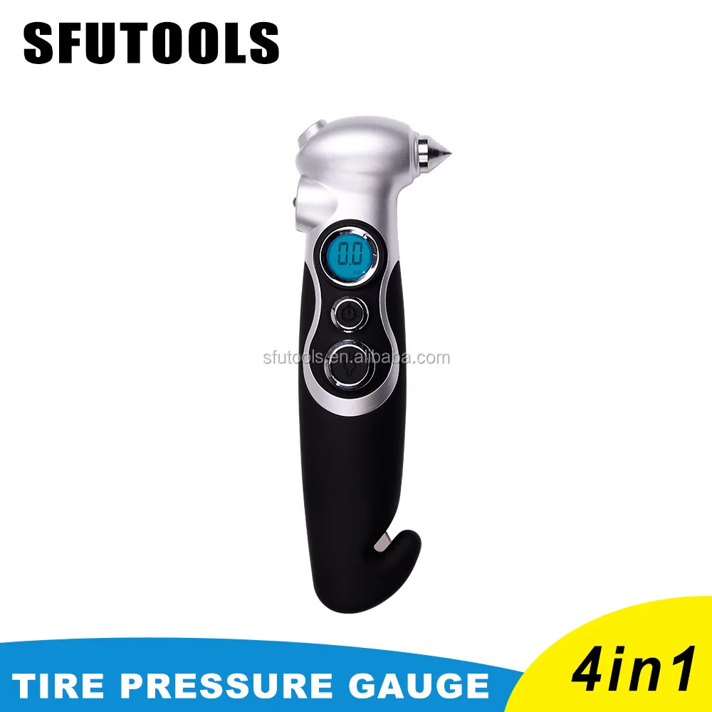 SFUTOOLS China supply directly latest design digital car tire pressure gauge 4 in one