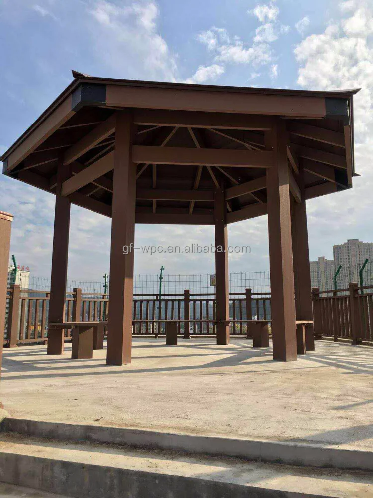  Wood plastic composite wpc 6 angles pergola with CE