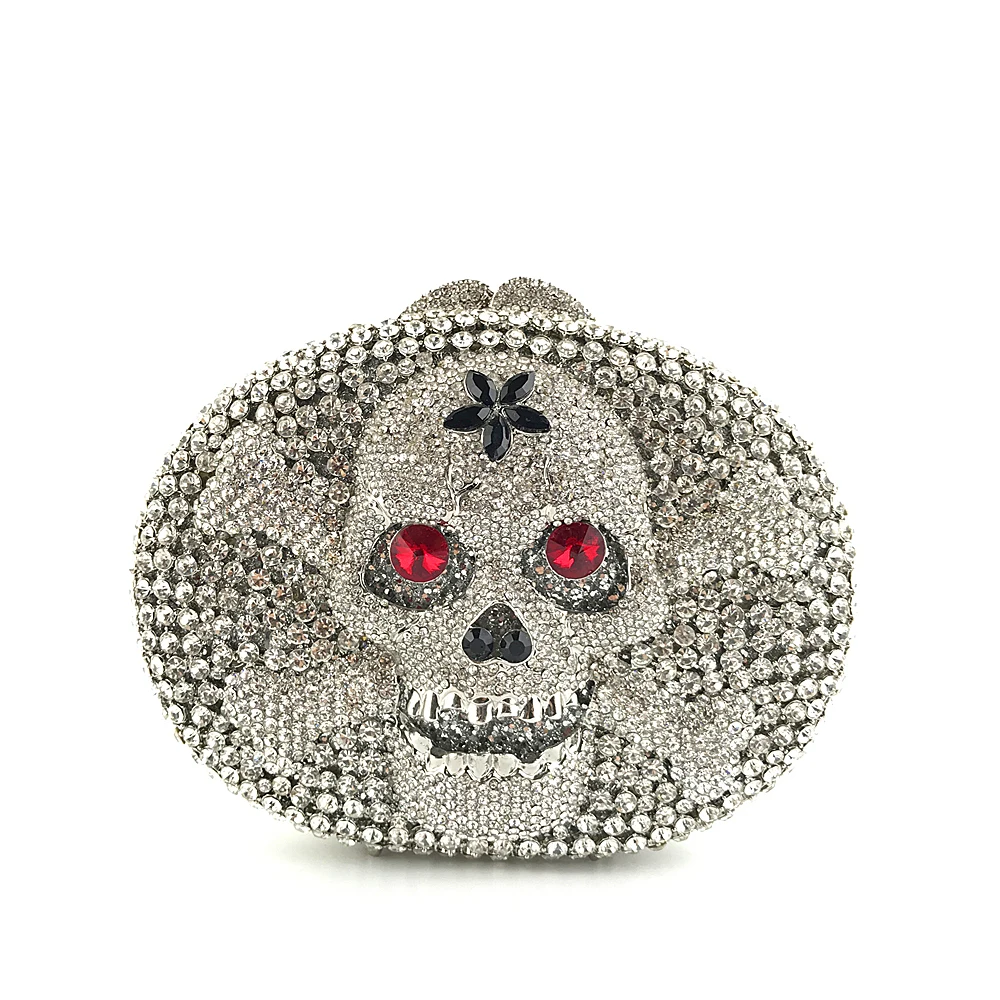 
Popular handmade skull pattern women crystal clutch purse OC3680 
