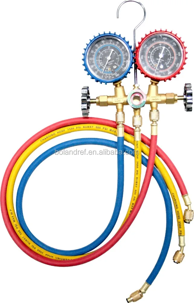 aluminum/ brass manifold set with/ without sight glass For R134A R12 R22 R502 R410 R407 R410 use with/ without shock-proof