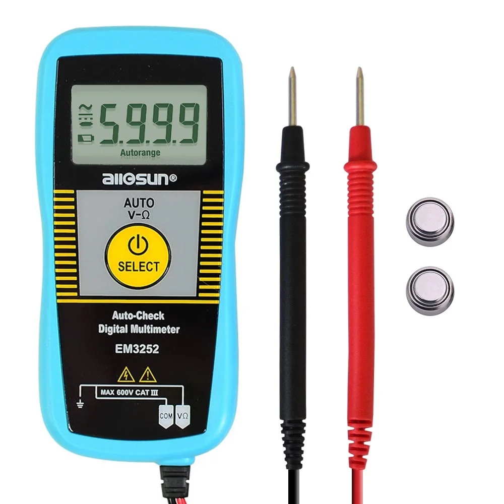 Allosun EM3252 Auto Ranging Pocket Multimeter Digital Voltmeter Resistance Frequency Capacitance Continuity 7-Modes Test