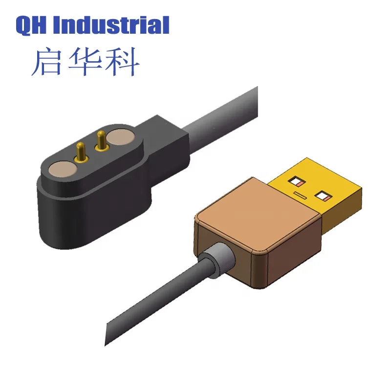 2.84 Pitch 4.0 Pitch High Current Male and Female Pogo Cable Magnetic Charging Connector 2Pin Magnetic Connector